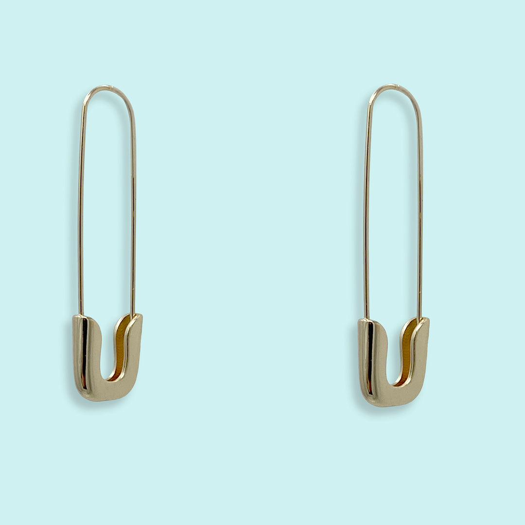 Gold Safety Pin Earrings