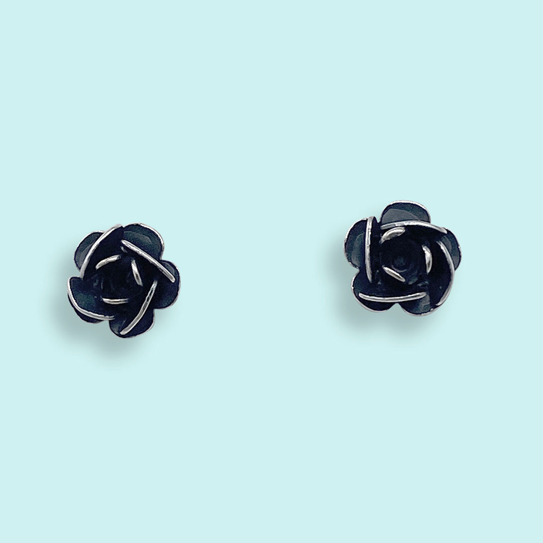 Silver Rose Stud Earrings