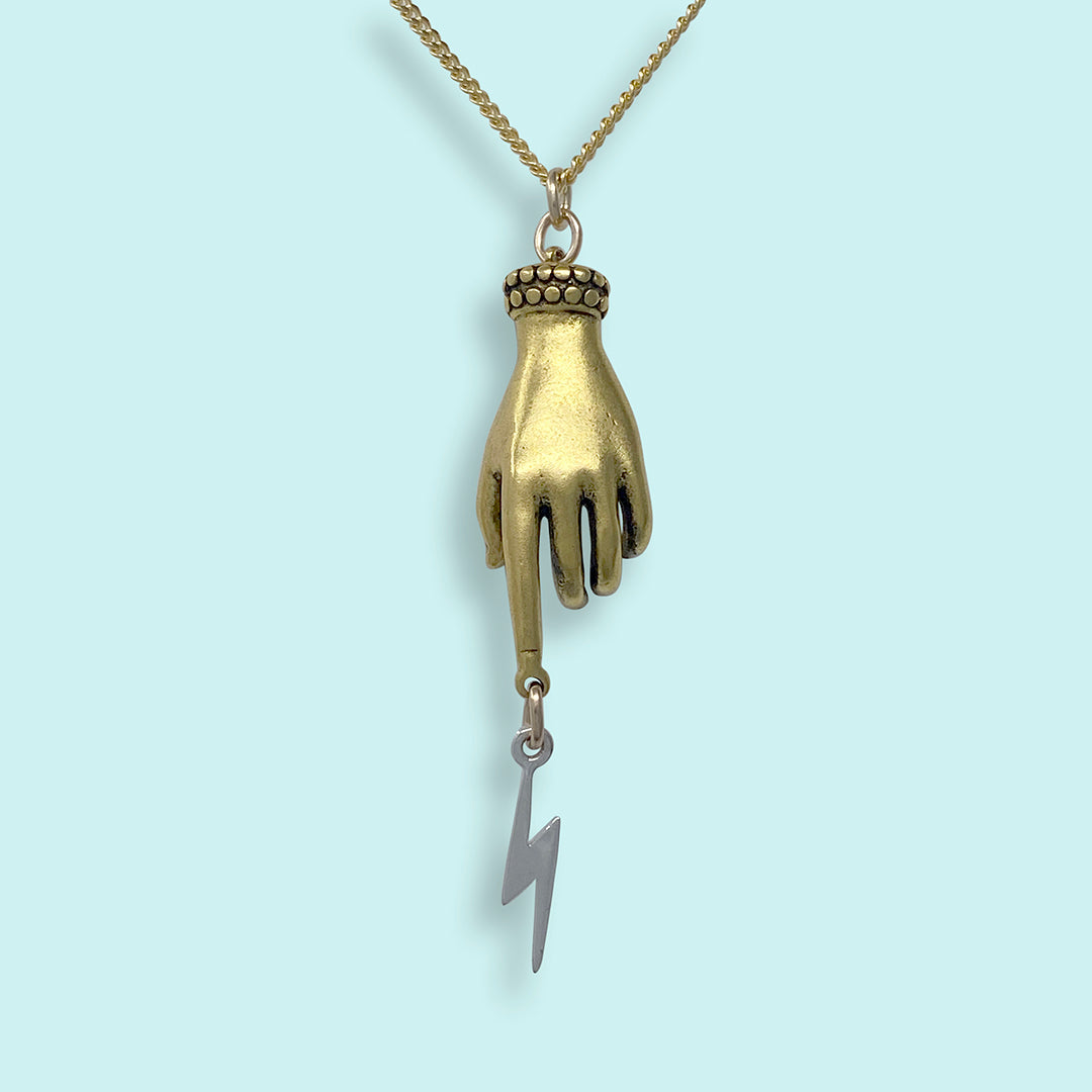 Magicians Hand on Gold Chain Necklace