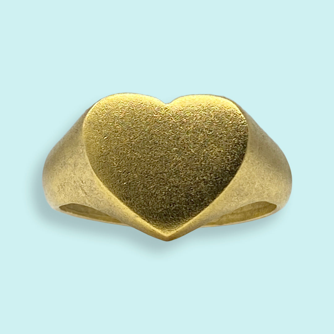 Gold Heart Signet Ring