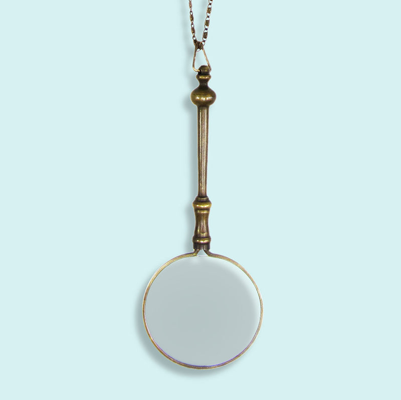 Magnifying Glass Pendant Necklace Mustard
