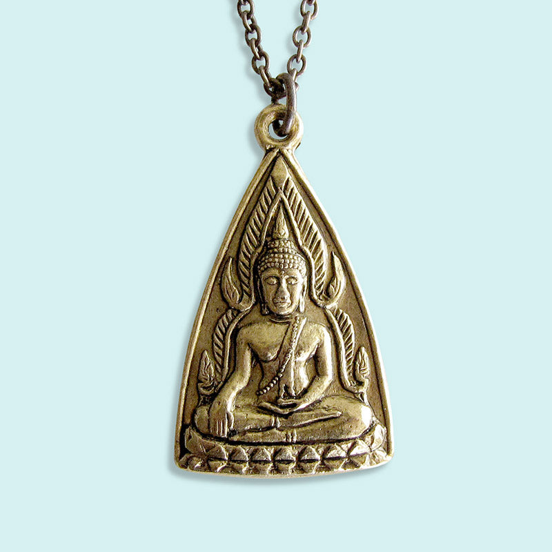 Enlightenment - Buddha Lotus Om Gold Triple-Strand Gold Necklace – Breathe  Autumn Rain Jewelry