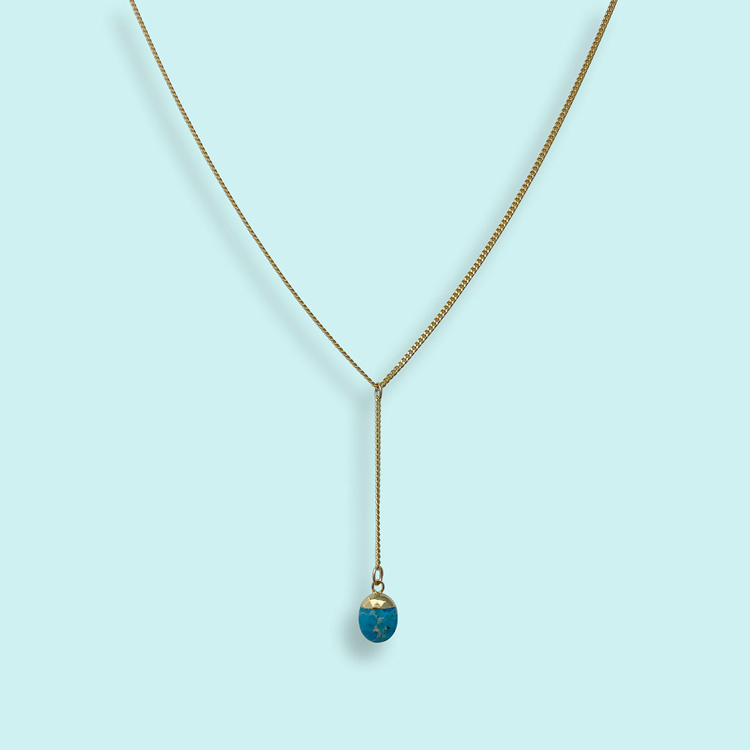 Faceted Turquoise Stone Y-Drop Necklace