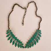 Verdigris Leafy Collar Necklace